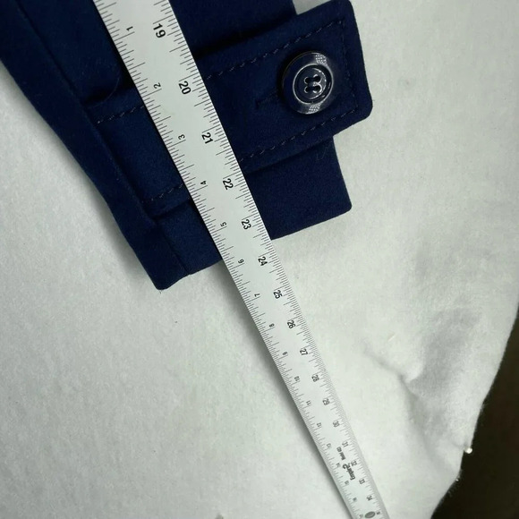 H&M Divided Pea Coat Women Sz 6 Navy Blue Collared Double Breasted Button Pocket - Picture 4 of 12